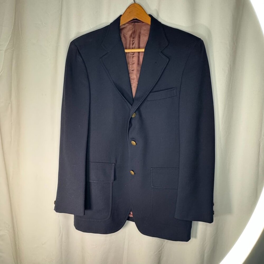 VTG JoS. A. Bank Clothiers Men's Navy Blue Solid Blazer Suit Coat Size 36S USA